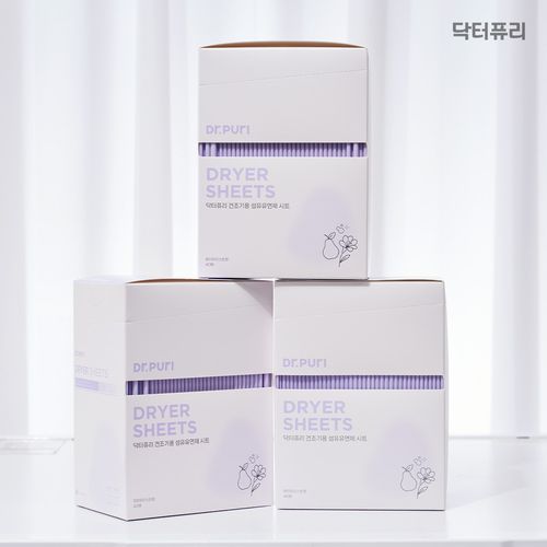 닥터퓨리 고농축 개별포장형 건조기 섬유유연제 시트 40매 x 3개 화이트미스트향
