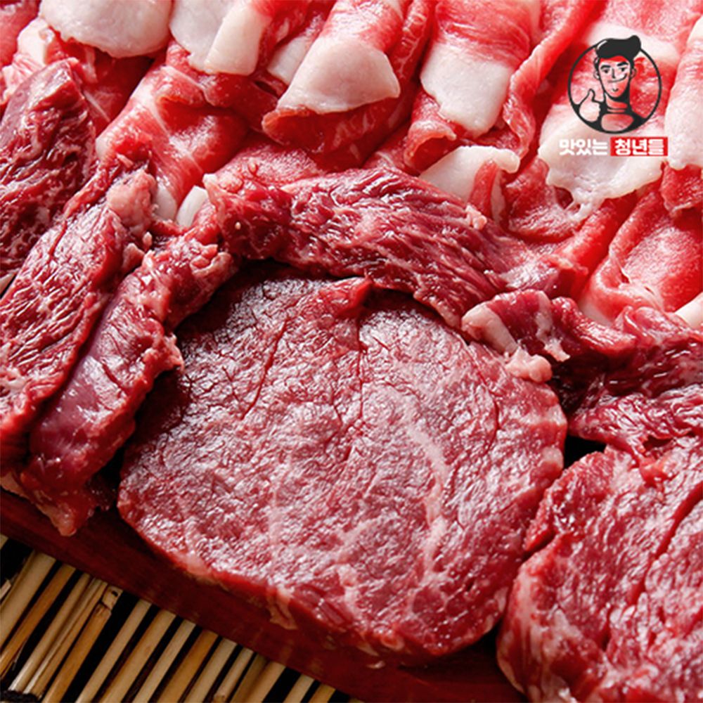 [맛있는청년들] 1++한우모둠한판 600g(갈비살200g+보섭살200g+차돌200g)