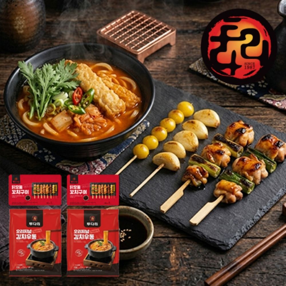 [단3일만] 매장 맛 그대로! '투다리' 오리지널 김치우동 1+1 (우동/모듬꼬치)