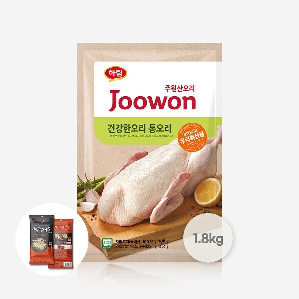[하림 주원산오리] 무항생제 통오리 백숙 세트 1.8kg