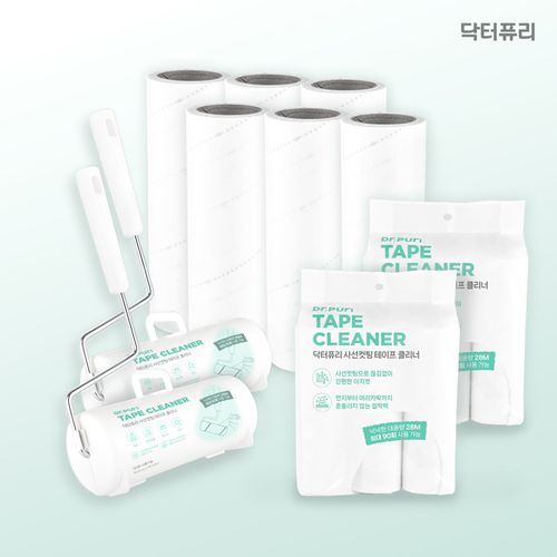 닥터퓨리 사선컷팅 돌돌이 테이프 클리너 본품 2개+리필 2팩(6개입)