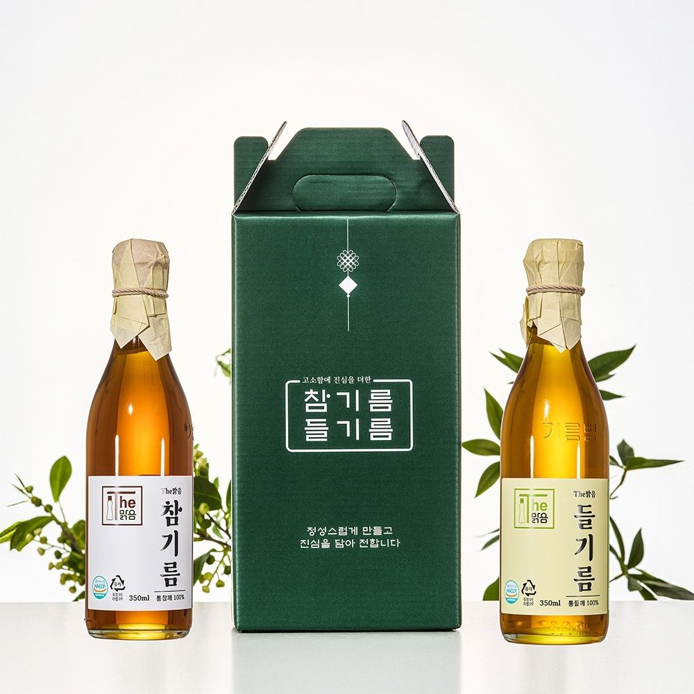 [추석식탁] 더맑음 저온착유 참기름 + 들기름 350ml 프리미엄 선물세트