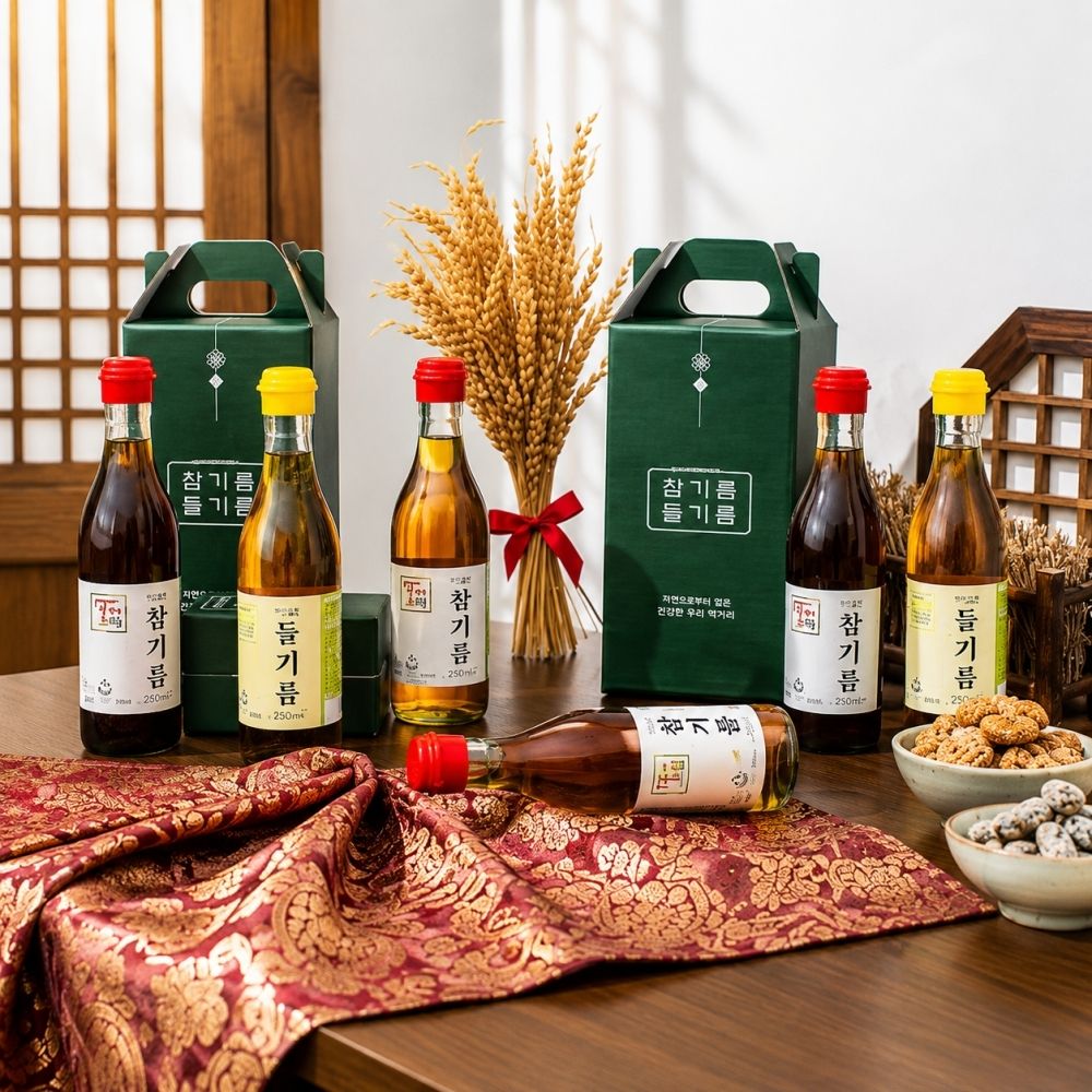 [추석식탁] 더맑음 저온착유 참기름 + 들기름 350ml 프리미엄 선물세트