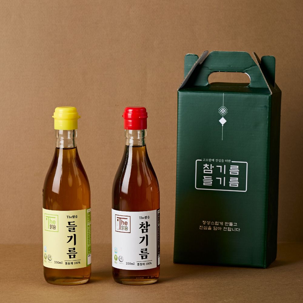 [추석식탁] 더맑음 저온착유 참기름 + 들기름 350ml 프리미엄 선물세트