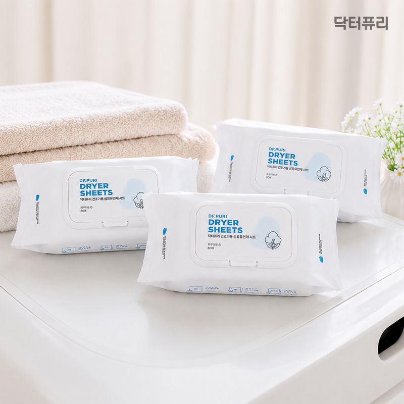 닥터퓨리 뽑아쓰는 고농축 건조기시트 섬유유연제 80매 x 3개 (향 선택)
