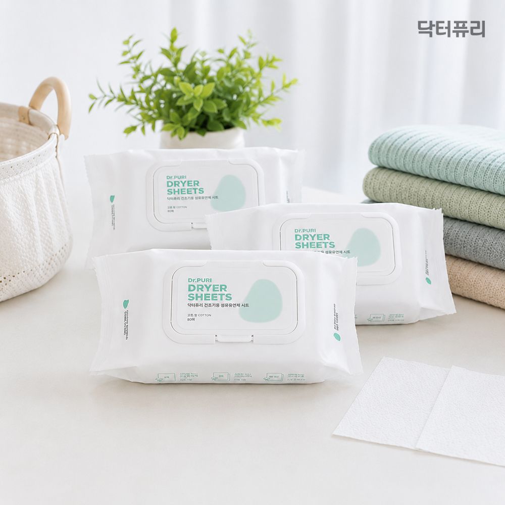 닥터퓨리 뽑아쓰는 고농축 건조기시트 섬유유연제 80매 x 3개 (향 선택) 