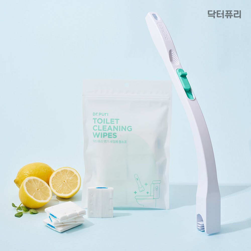 [2+2세트] 닥터퓨리 일회용 변기클리너 청소포 스틱 2개 + 청소포 2팩 (24개입)