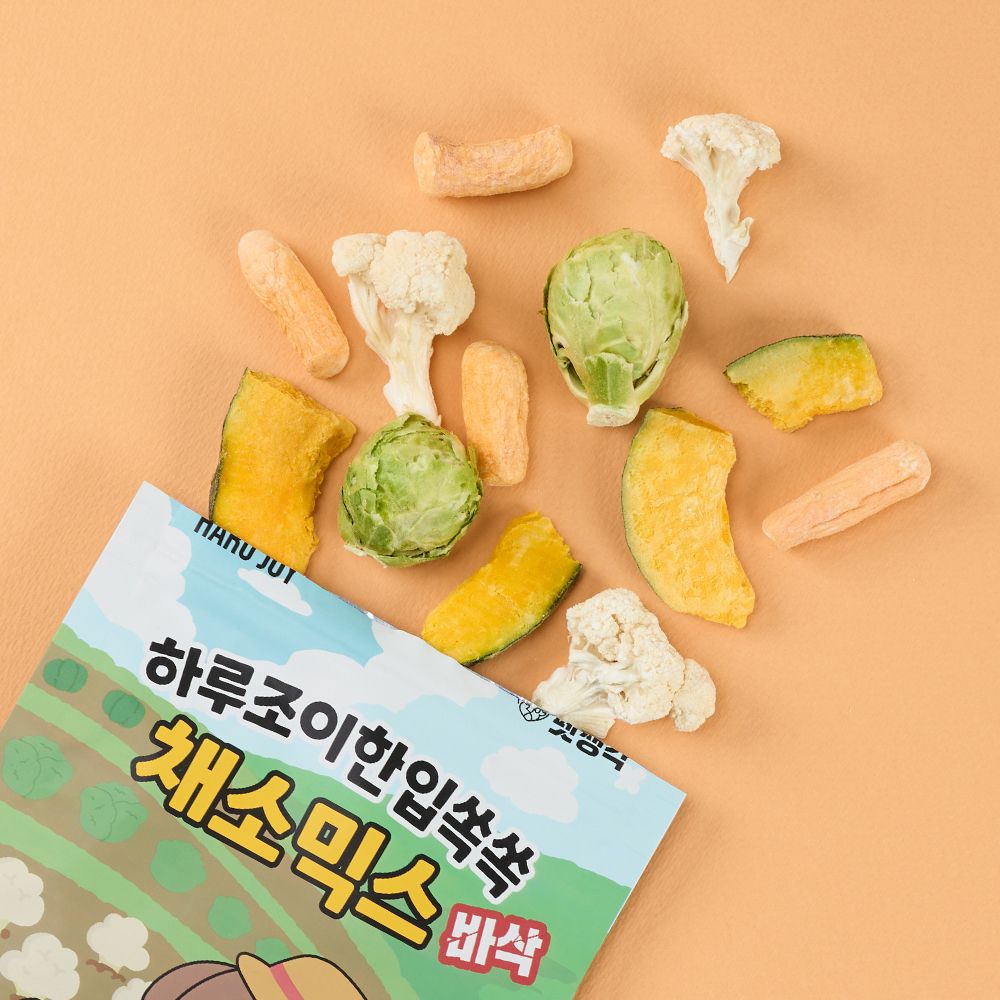 [펫생각] 믹스 동결건조 강아지 간식 비건 저알러지 단호박 당근 양배추 채소, 25g