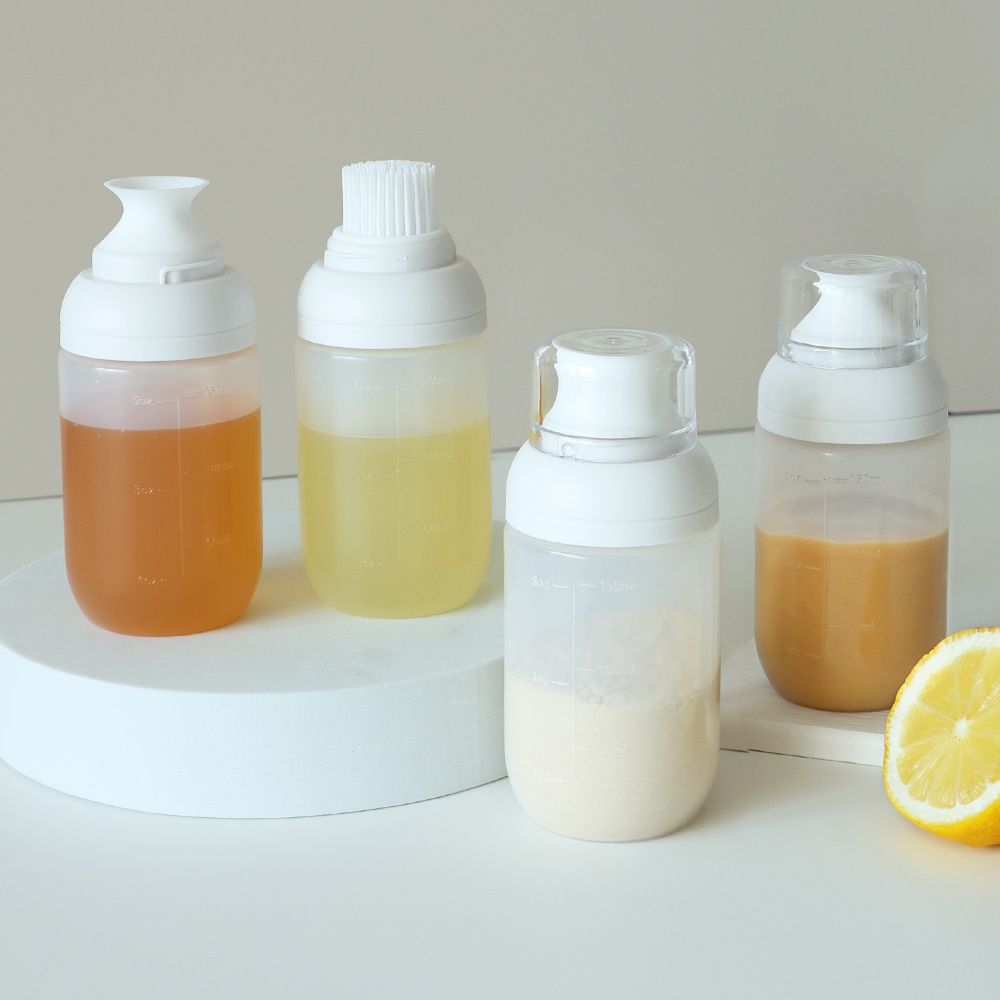 [리본제이]퓨어 실리콘 다용도 양념통 160ml 4종 (소스통/소금통/브러쉬/오일병) / 소분용기 소스용기
