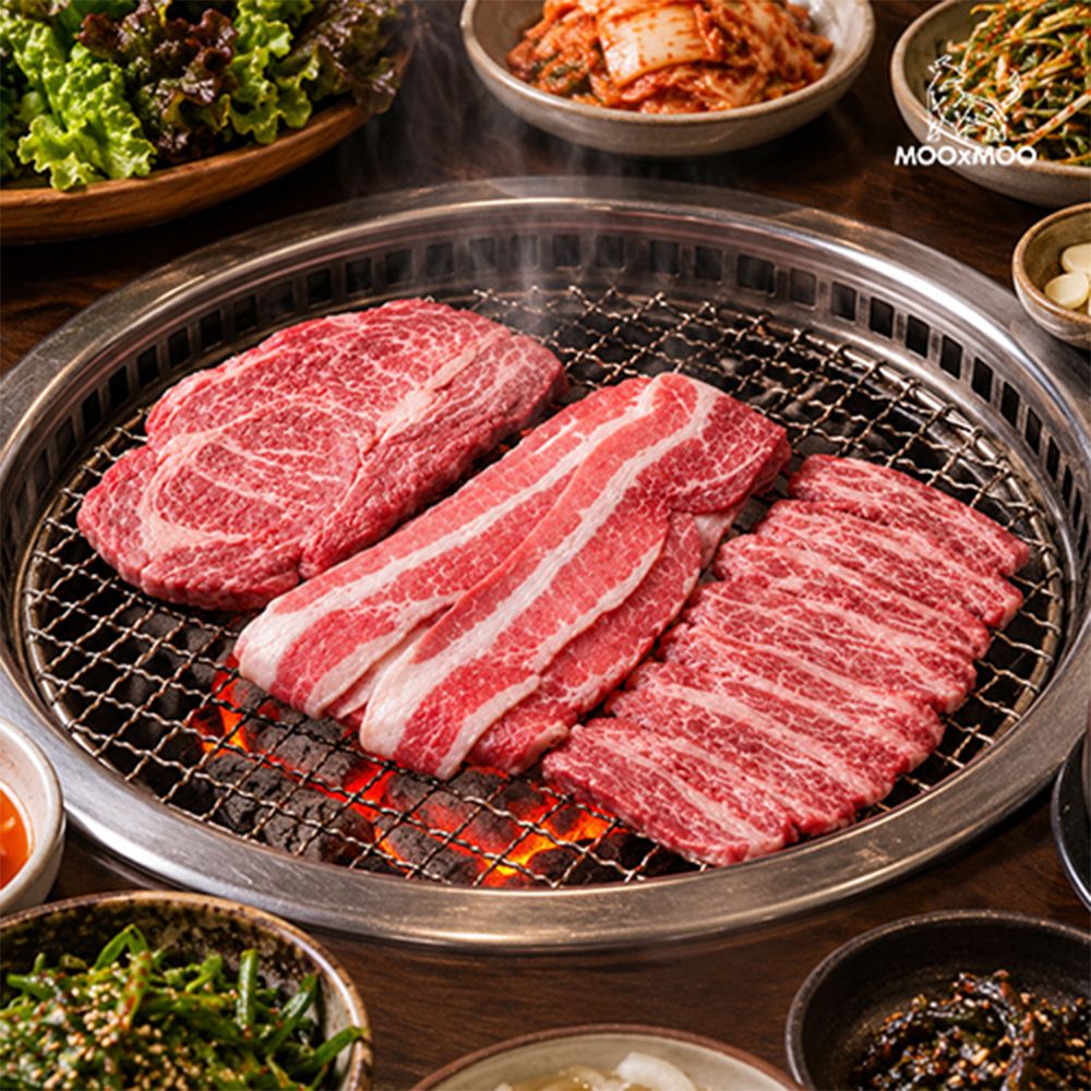[무무상회] 미국산 초이스 소고기한판 800g(부채살+척아이롤+업진살+우삼겹)