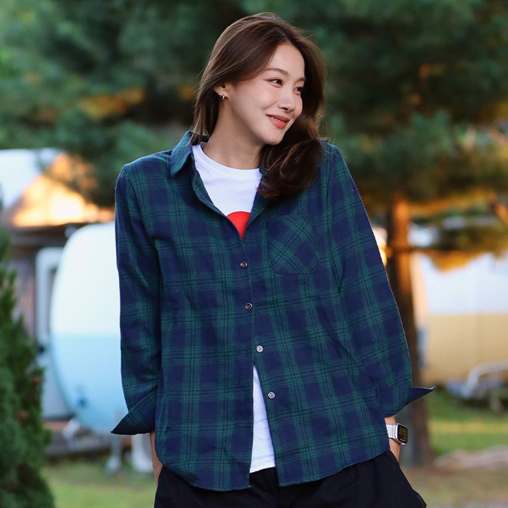 [배우 유인영 실착템][~88까지]프텔 데일리 체크 패턴 버튼 셔츠 남방