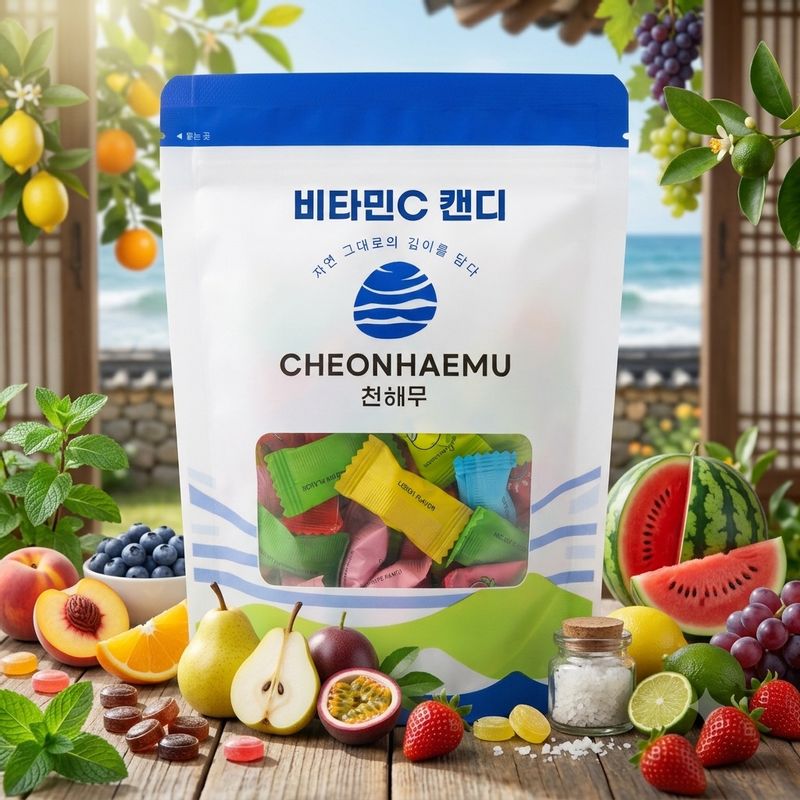 천해무 무설탕 비타민C 캔디 (12가지맛) 60g