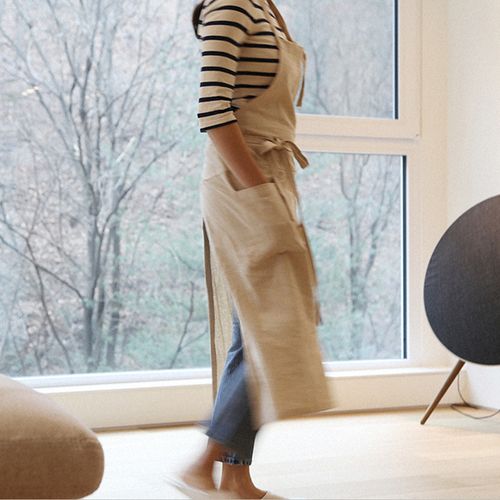 린넨 롱 앞치마 (베이지/차콜)