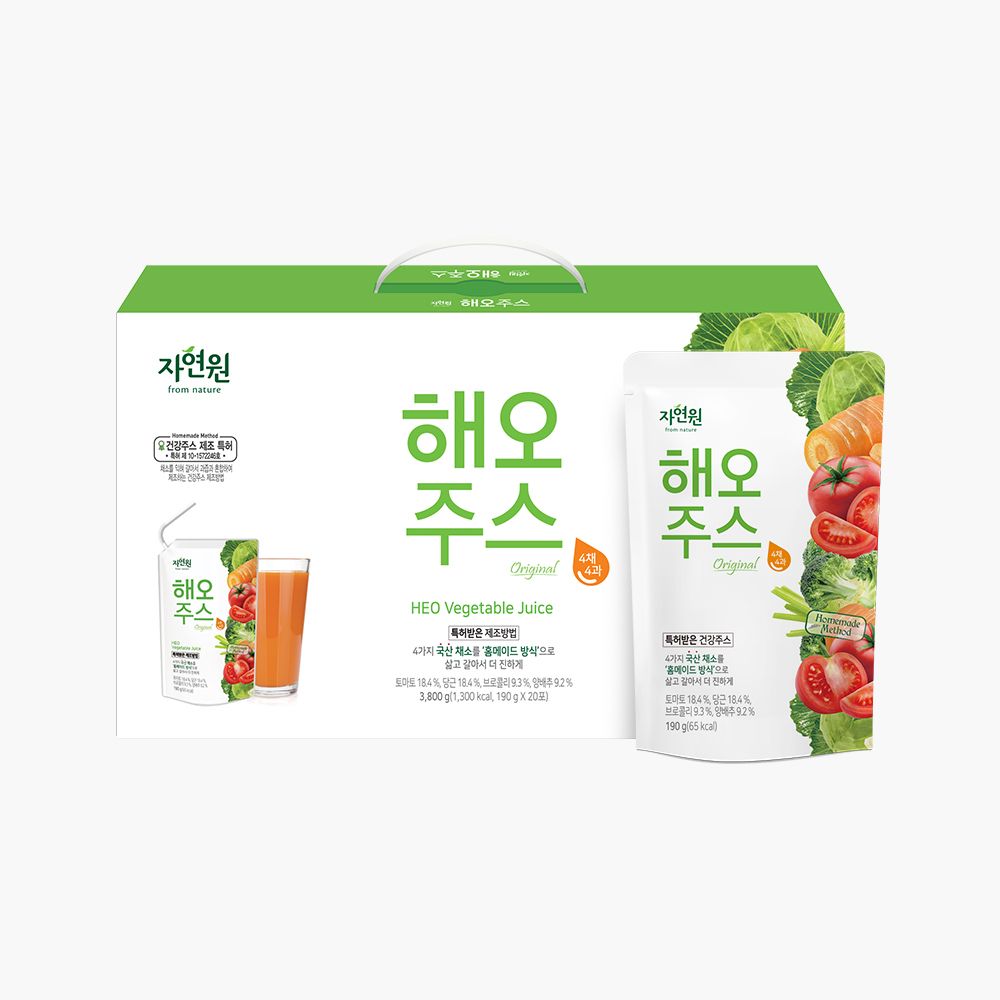 [자연원] 채소를 그대로 삶고 갈아만든! 홈메이드 '해오주스' 190g (20/40포) 마녀스프 채소주스