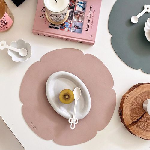 르엔미 플라워 양면 방수 가죽테이블매트