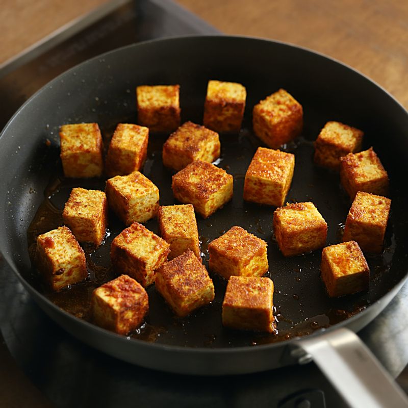 달군 팬에 기름을 넉넉히 두르고 두부를 넣어 구워주세요.