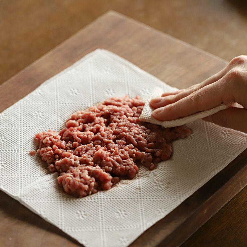 쇠고기는 키친타월에 올려 핏물을 뺀 후 고기 양념에 재워주세요.