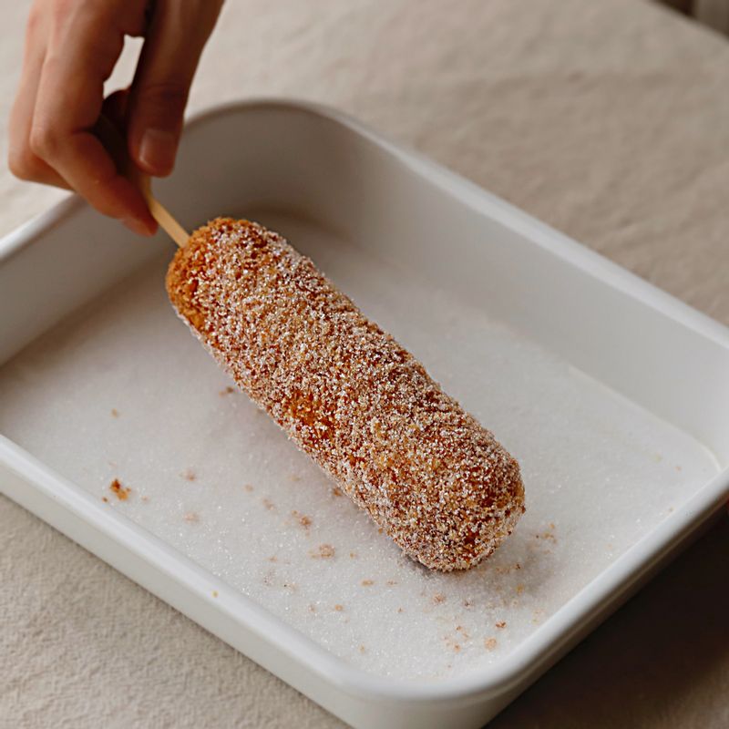 기호에 따라 케첩과 머스타드, 설탕 등을 뿌려 맛있게 즐겨주세요.