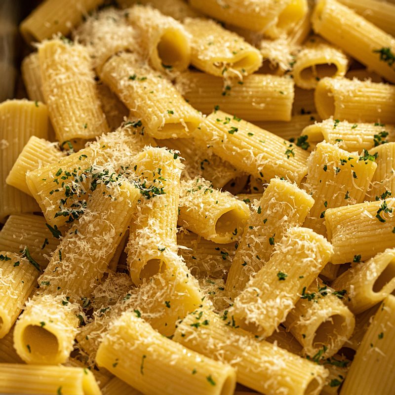 넓은 볼에 삶은 리가토니를 넣은 후 올리브오일, 파마산 치즈 가루, 소금, 허브 가루를 뿌려 섞어주세요.
(tip. 파스타 면에 시즈닝이 잘 달라붙을 수 있도록 잘 섞어주세요)