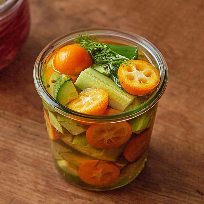 한 김 식힌 후 뚜껑을 닫아 냉장보관해주세요. 
(tip 오이 피클을 담근 후 2~3일 숙성 후 맛있게 즐겨주세요.)