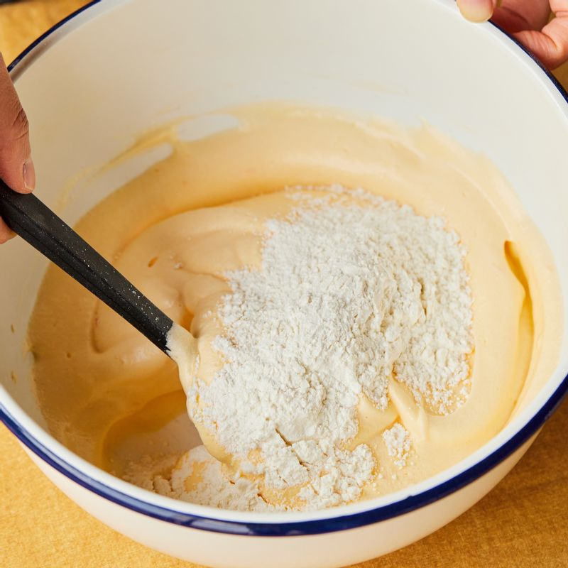 체 친 가루류를 넣고 가볍게 섞어주세요.