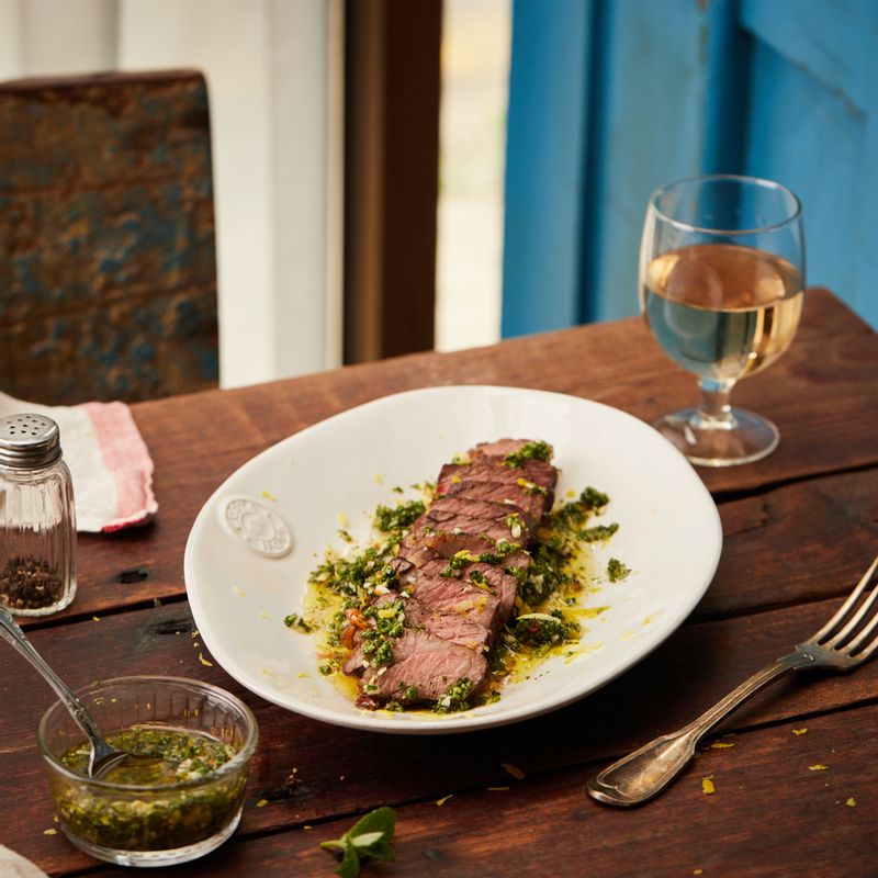 스테이크, 치미추리, 메인요리, 초대요리, 소고기, 파슬리, 연말요리, 와인안주