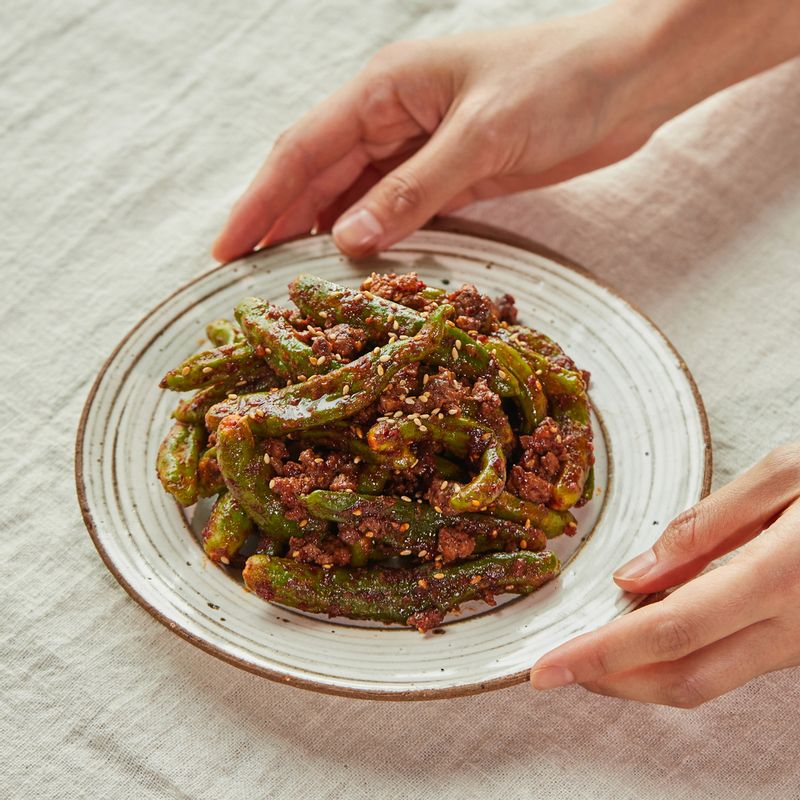 고추, 꽈리고추, 반찬, 소고기, 스팀, 찜, 매운요리, 한식, 깨