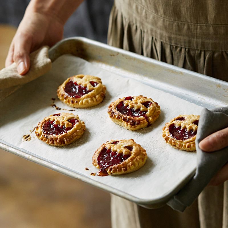 180도에서 20분 정도 구운 후 식힘망에 올려 식혀주세요. 우유나 주스 등과 함께 맛있게 즐겨주세요.