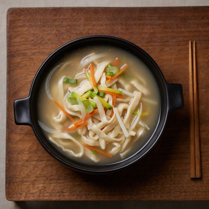 완성된 칼국수를 그릇에 담아 맛있게 즐겨주세요. 
(tip. 기호에 따라 김가루를 넣어 드셔도 좋아요) 
(tip. 부족한 간은 소금으로 해주세요) 