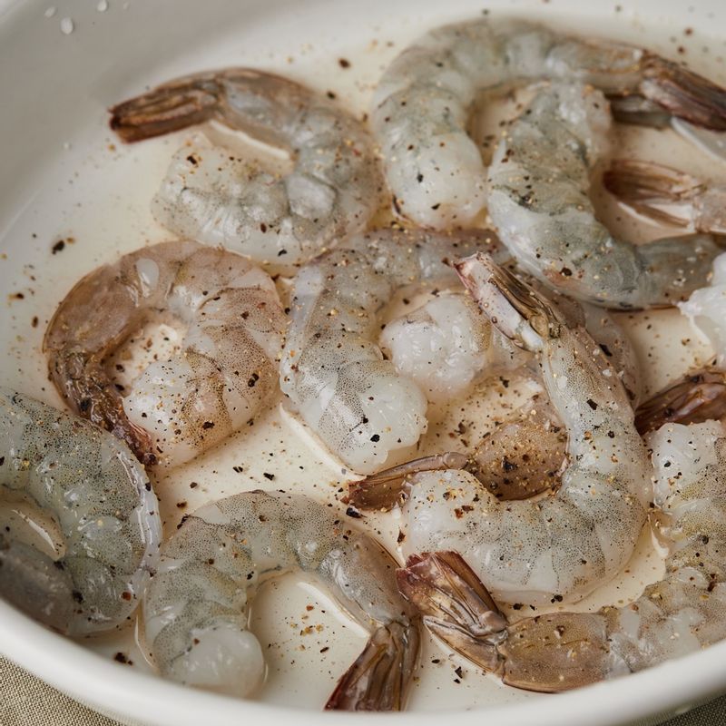 새우는 밑간 재료에 10분간 재워주세요.