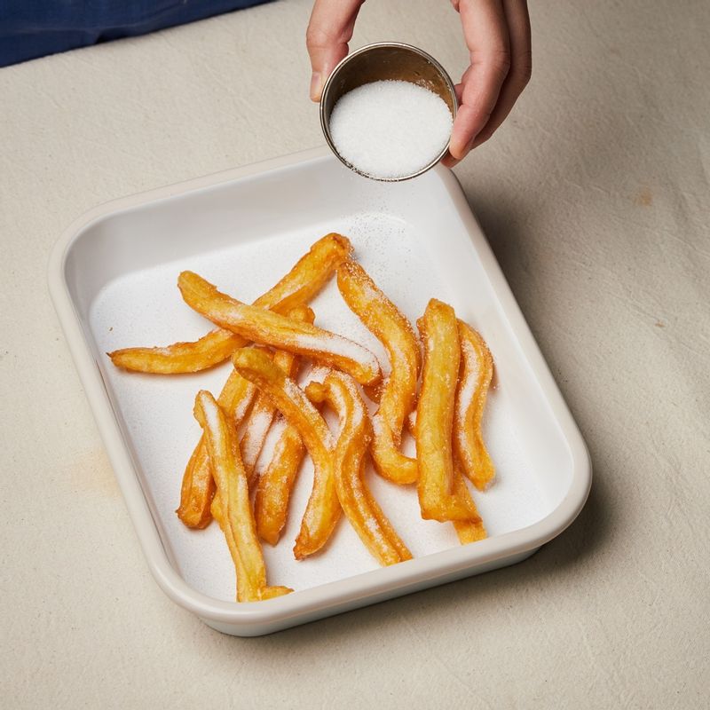 튀긴 츄러스를 설탕 코팅을 뿌려 맛있게 즐겨주세요.
(tip. 누텔라 초코잼을 곁들이면 더욱 맛있어요)