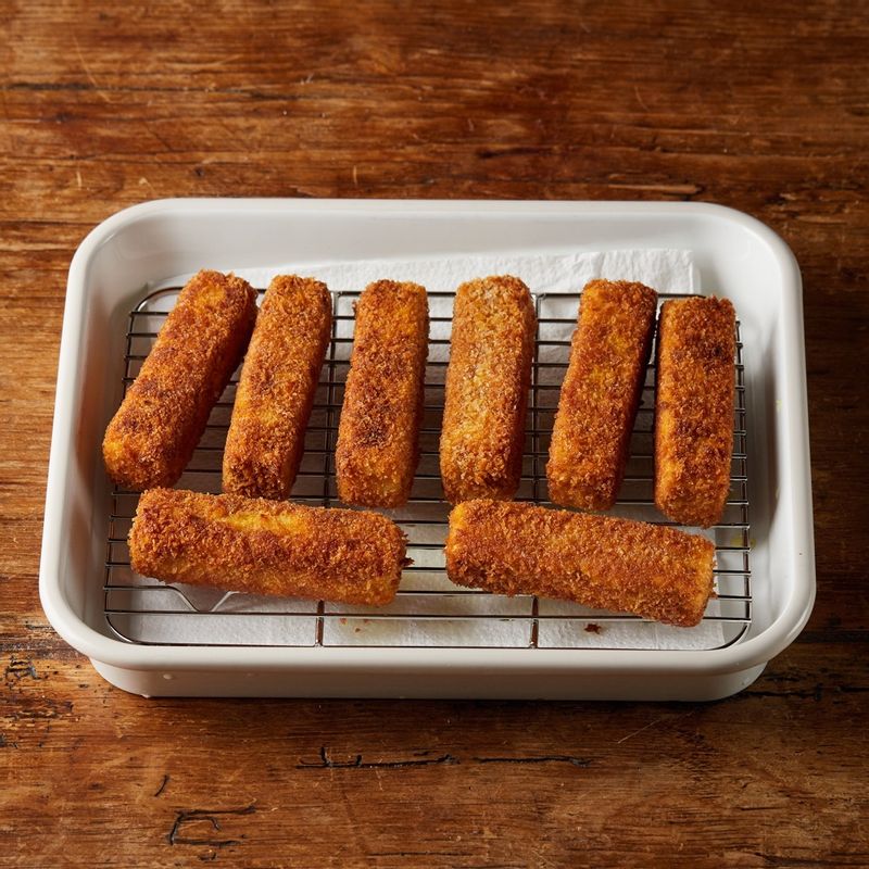 튀긴 두부카츠는 채반에서 기름을 빼주세요.