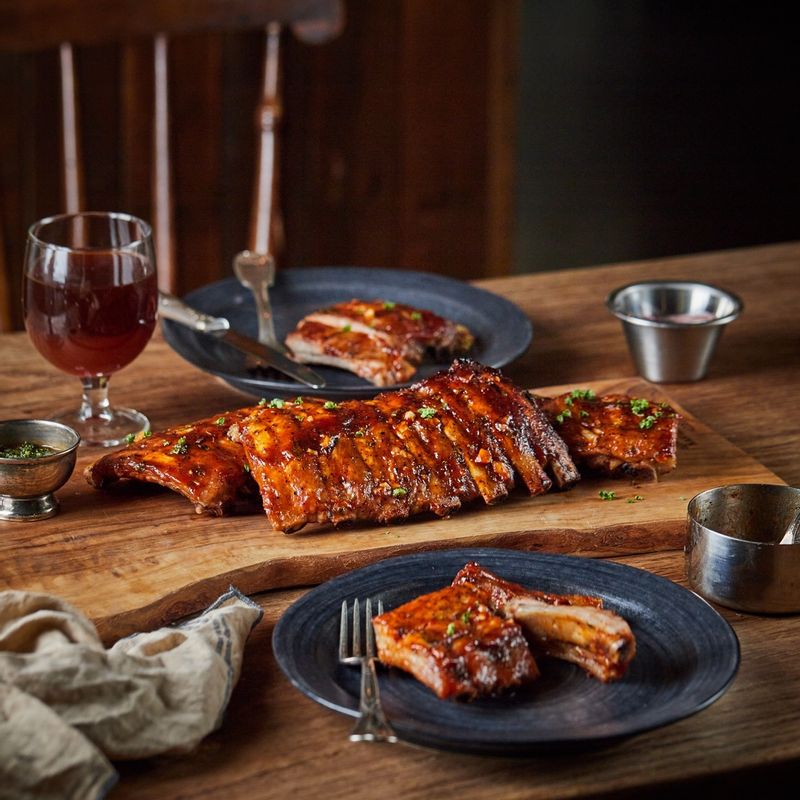 완성된 립을 접시에 담고 소스를 한 번 더 끼얹어 맛있게 즐겨주세요.