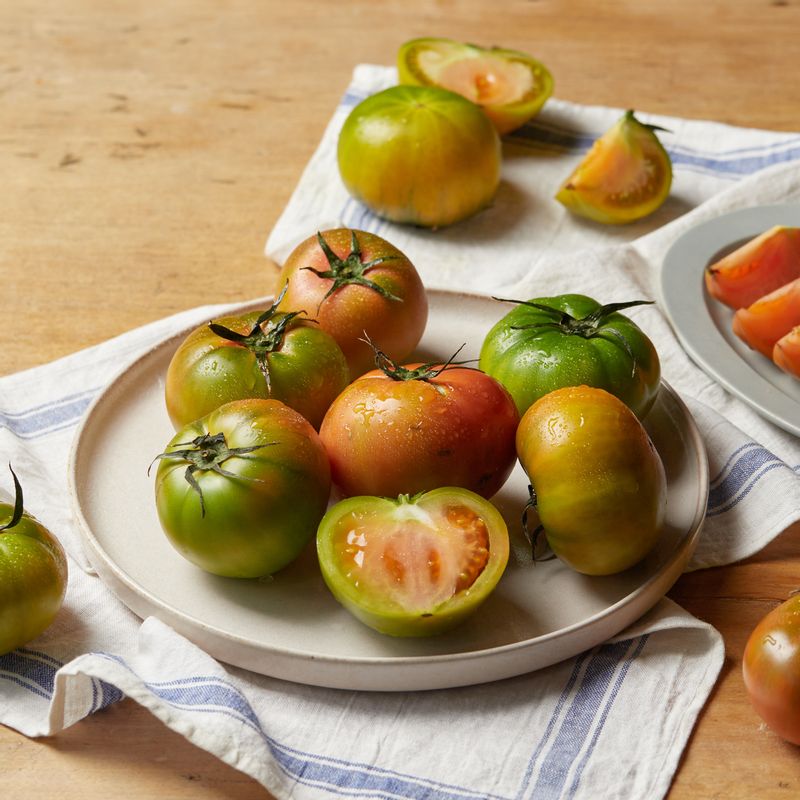 토마토 셔벗 샐러드을 위한 재료 이미지로 토마토,부라타 치즈,타임,화이트 발사믹,올리브오일 등으로 구성 되어있습니다.