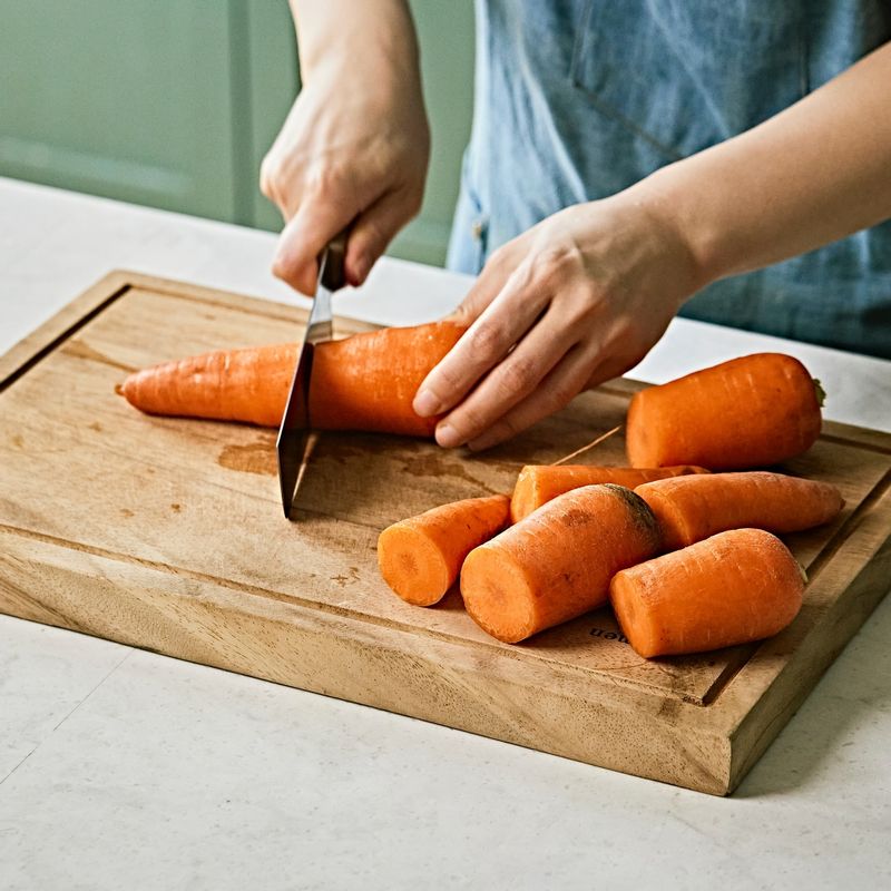 당근은 깨끗이 씻은 후 반으로 잘라주세요.