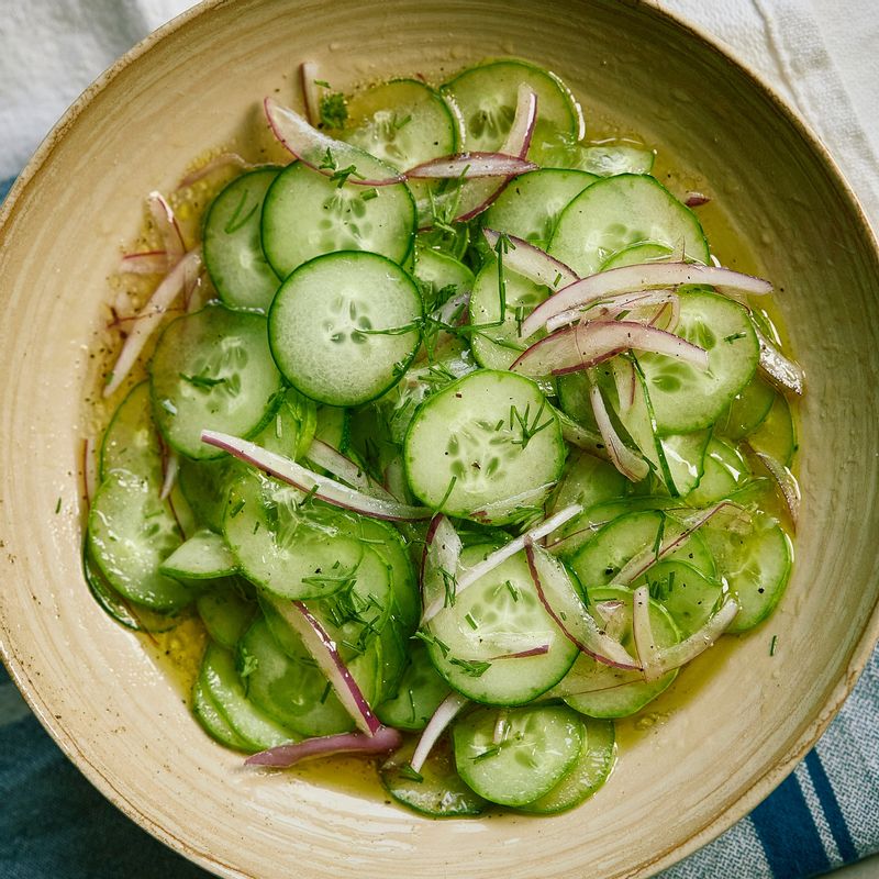 오이,딜,화이트발사믹,적양파,오이딜샐러드