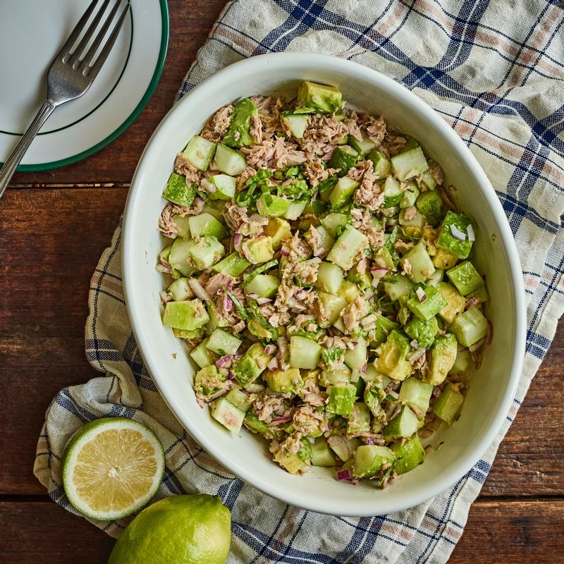 오이, 아보카도, 샐러드, 참치, 식단, 다이어트, 밀프랩, 도시락