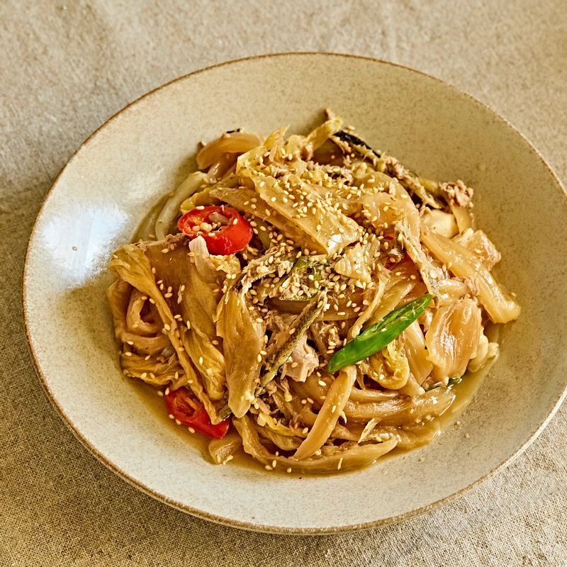 묵은지, 참치, 지짐, 집밥, 밥도둑, 감칠맛, 들기름, 한끼