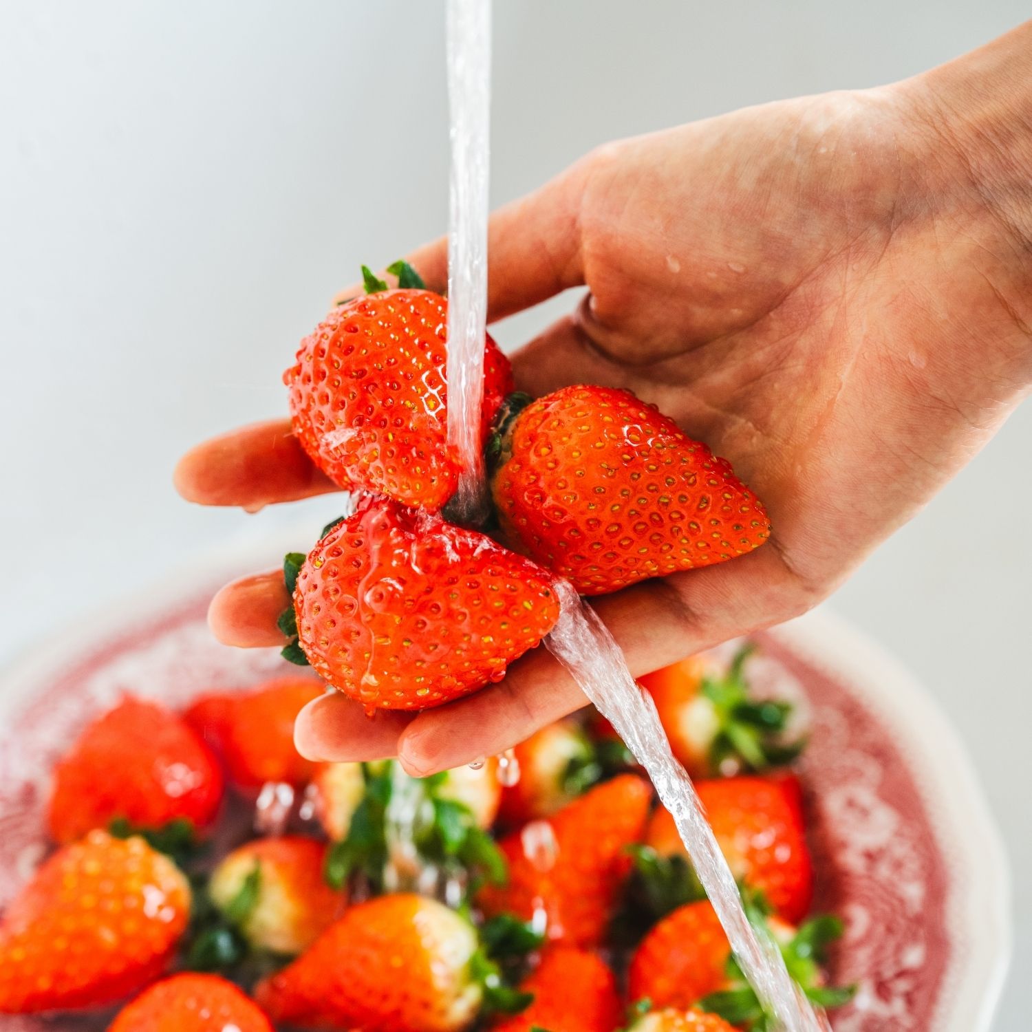 딸기는 깨끗이 씻어 꼭지를 제거해주세요.