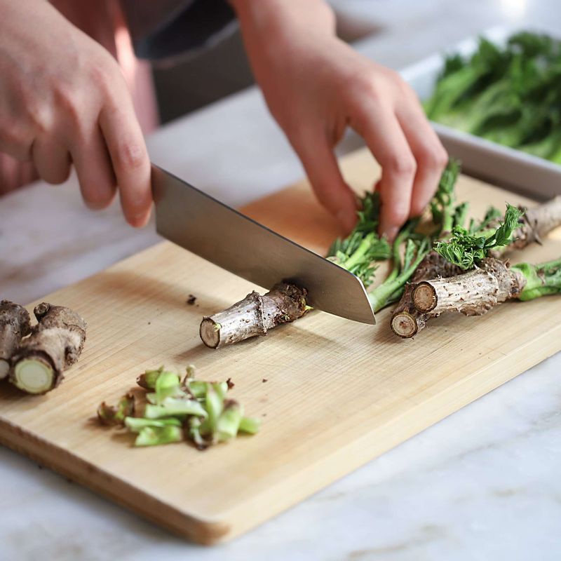 두릅의 밑동의 겉껍질을 떼어내어 두릅을 손질해주세요.