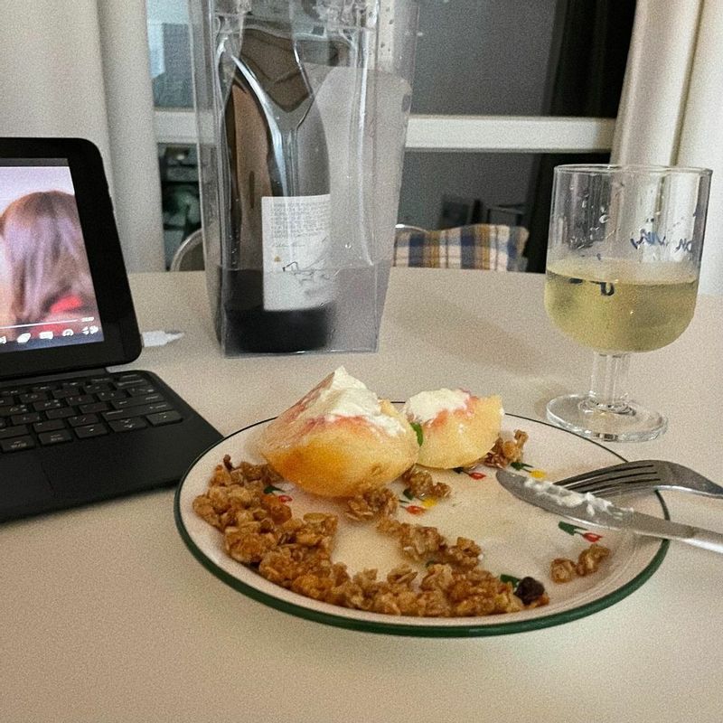 #복숭아그릭요거트 #그릭모모 #요거피치 #자취요리