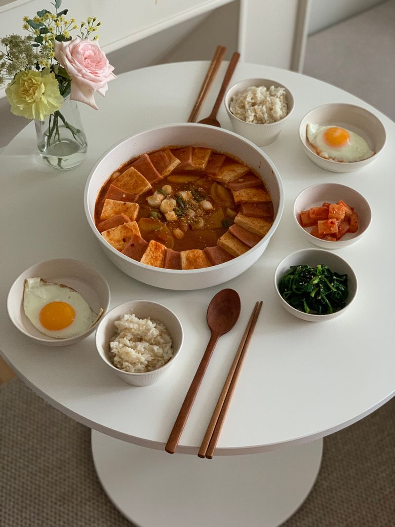 레시피 그대로 보고 만들어본 스팸 두부 짜글이. 집에 스팸은 다들 가지고 계시잖아요🙂 두부만 있으면 밥도둑 완성이에요🥘 #스팸두부짜글이 #안주 #야식 #밥도둑 #온더테이블 #한상차림